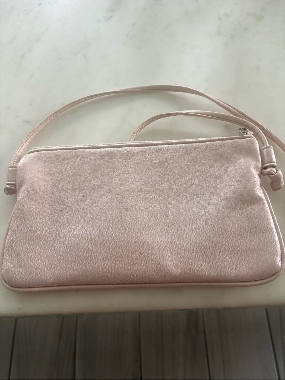 Compact Pale Pink Women's Crossbody Bag with Slim Strap